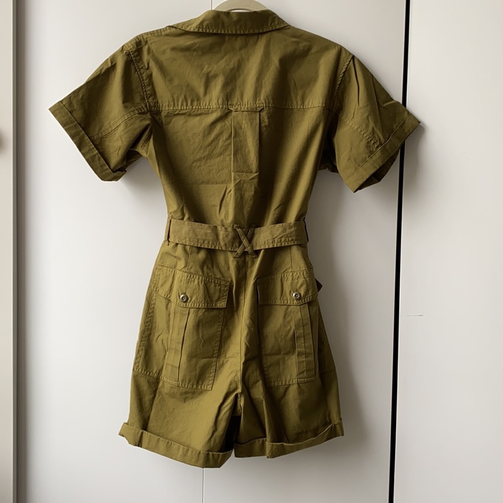 Alex Mill Olive Green Utility Shorts Romper - Picture 3 of 3